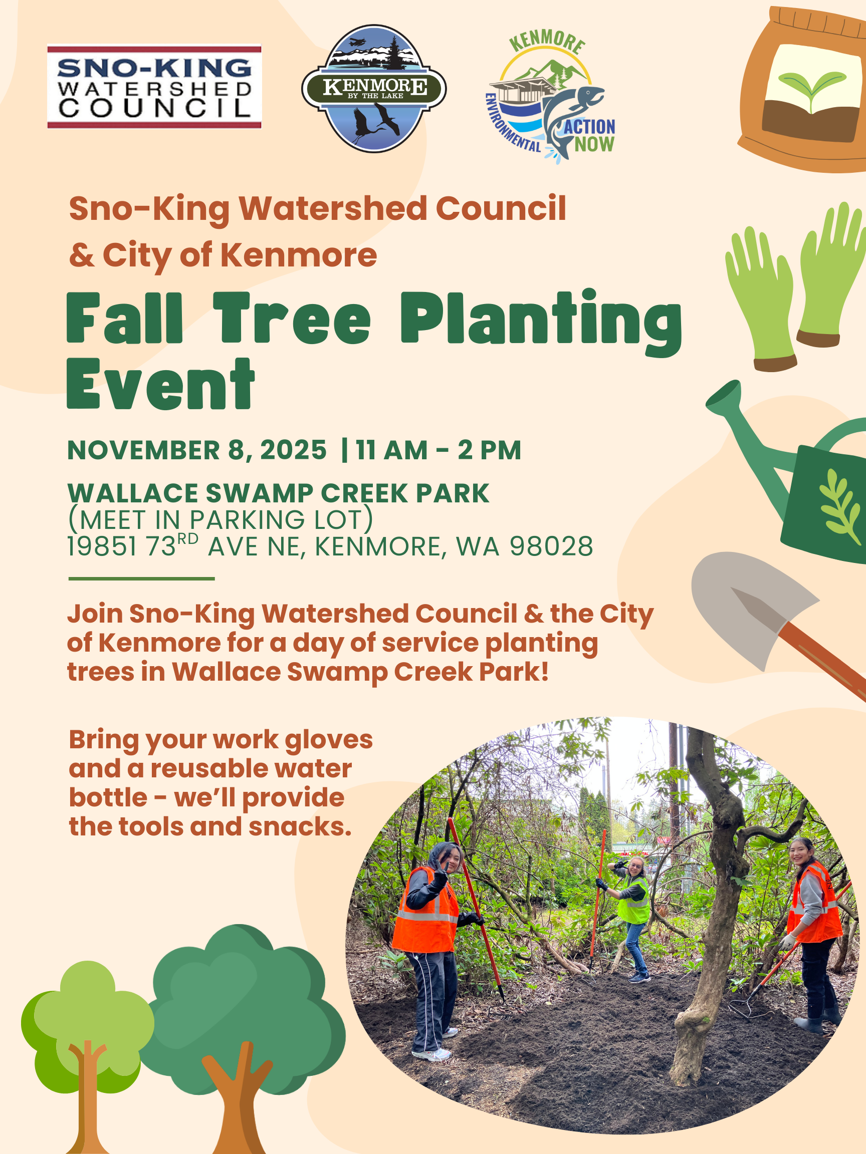 A poster for the upcoming Fall Tree Planting Event on November 8 from 11AM to 2PM.